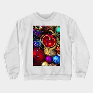 Red Heart Christmas Ornament With Ribbon Crewneck Sweatshirt